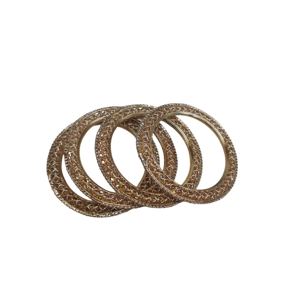 @ Latest Gold Plated Metal with Stone & Pearls Moti Bangles Set of 4 Size 2.8 UKS20 50%off