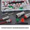 Latching Automotive Wire Coupler Kit with Separate Contact Retainers, 2-Pin Housings, and Copper-Finished Pin for Removable 12 V Vehicle Wiring