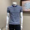 Pánské polo tričko se slim fit pruhy - Letní business casual korejský styl