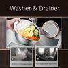 Multifunctional LFGB Certificated 316L Stainless Steel Rice Washer 304 Stainless Steel Fruit and Vegetable Slicer Cutter 2 in 1