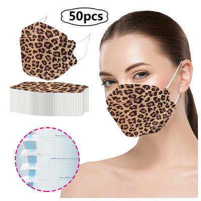 1/5/10/20/50PCS Adult Leopard Printed Outdoor Prevention Fish Mask Face 
