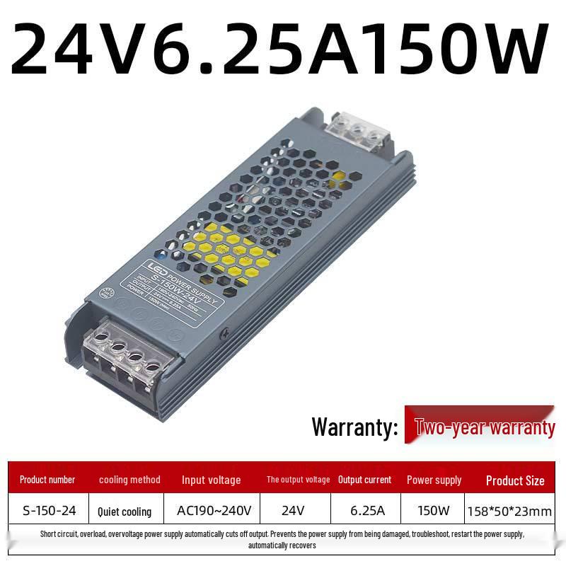 Ultra-Thin LED Power Supply for Light Strips: 220V To 24V/12V Silent Transformer for Advertising Displays.