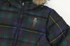 POLO RALPH LAUREN Kids Girls’ Hooded Down Jacket, Polo Bear Embroidery, Tartan Plaid Print, Multi-Color, Size 6X (01010023)