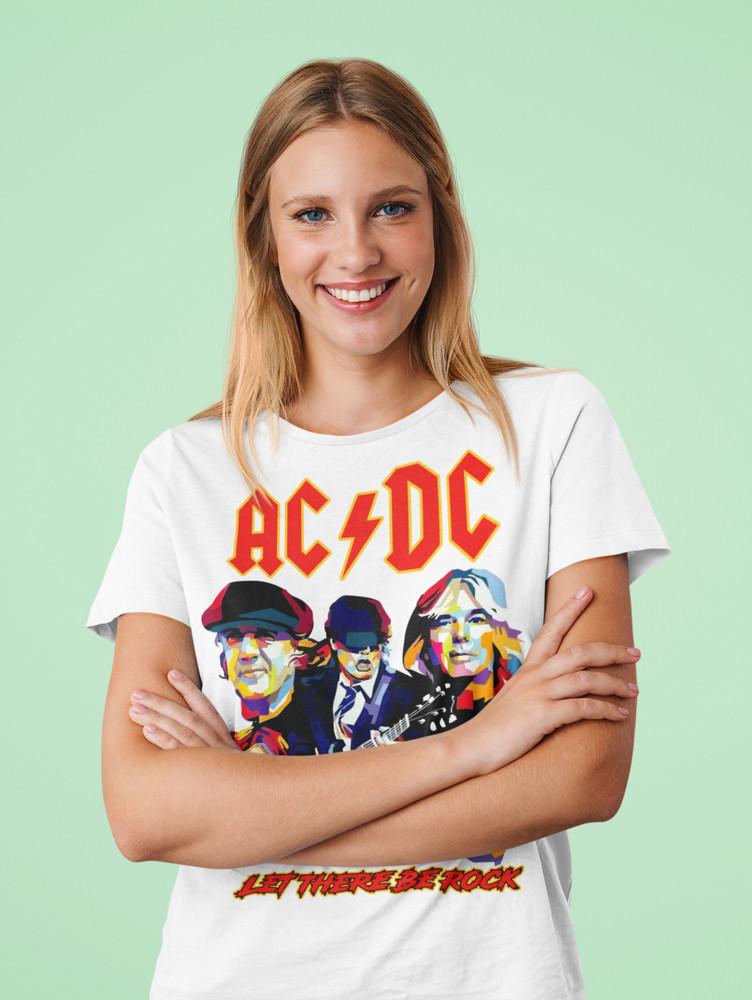 

Retro ACDC Let there be Rock 70S band Baumwolle Bio Damen Oversize T-Shirt XL
