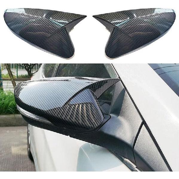 1Pair Side Mirror Cover Rear View Mirror Cover Trim For Hyundai Veloster 2012 2013 2014 2015 2016 2017 (Carbon Fiber Black)