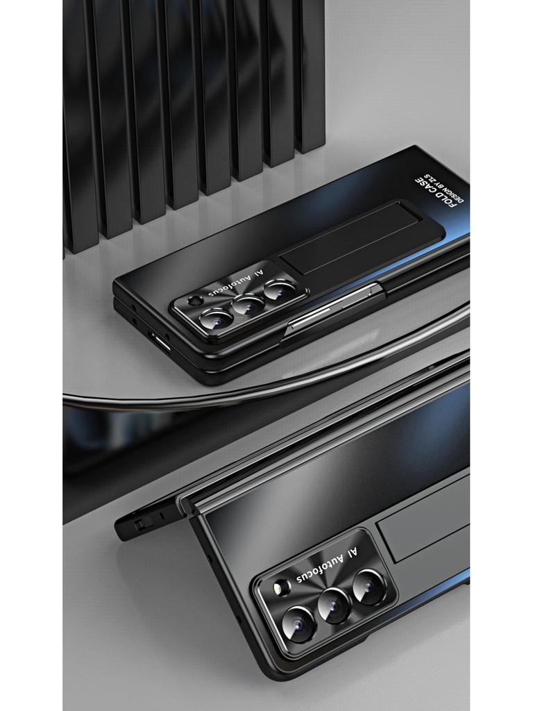 Samsung Z Fold7/6/5/4/3 Handyhülle mit Stifthalter & Ständer, Displayschutzfolie, Sturzsicheres Design