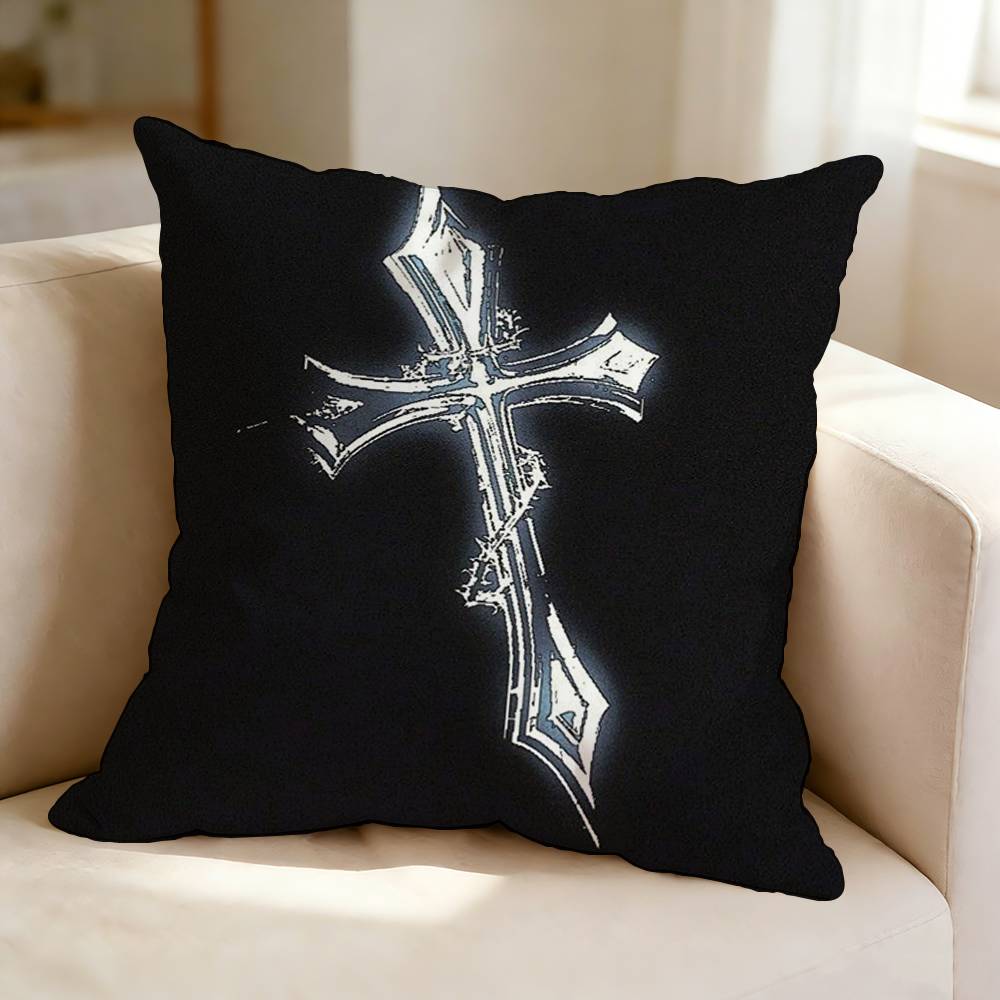Dark Gothic Cross Square DoubleSided printed Pillow Case Bedroom Bedside Pillow Sofa Cushion Cover