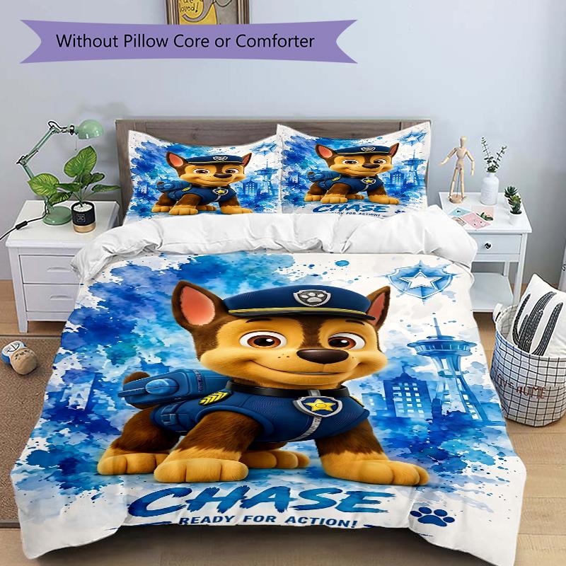 3Pcs Paw Patrol Chase Adventure Bedding Set Quilt Cover Pillowcase Home Christmas Halloween Gift 1 Duvet Cover 2 Pillowcase S1388