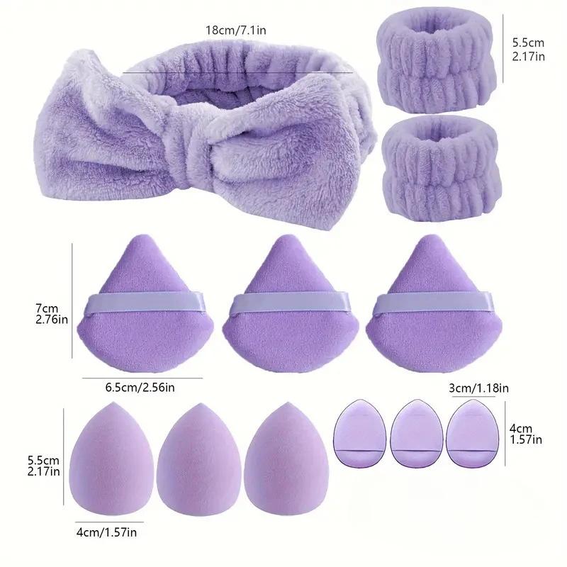 12/15Pcs Cosmetic Puff Makeup Sponge Blender Beauty Egg Foundation Sponges Puff Wash Face Headband Wristband Make Up Accessories