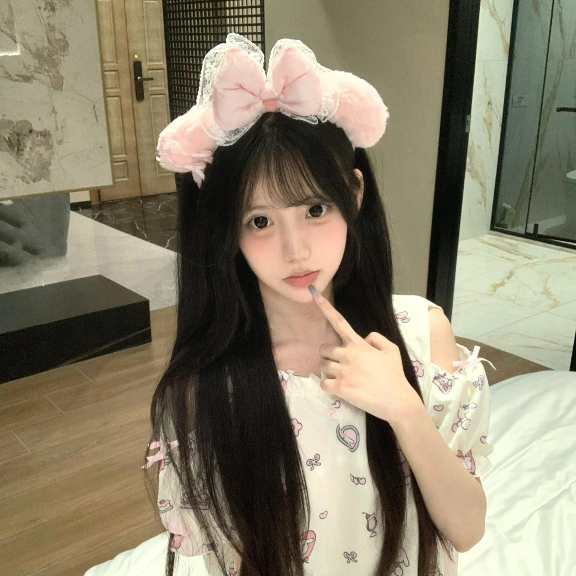 

Милая повязка на голову для девочки в розовом цвете с бантом в стиле Лолиты, аксессуары для волос в стиле рая для мытья лица, повязка на голову