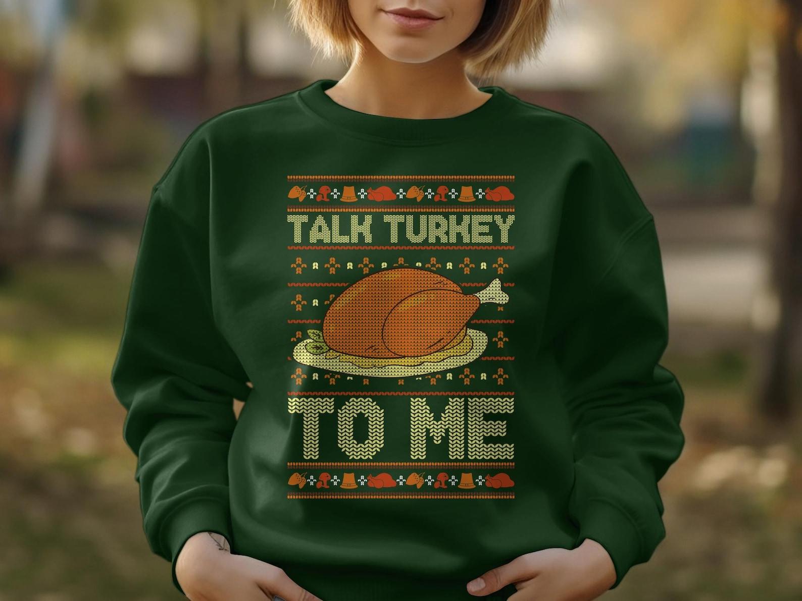 Funny Thanksgiving Shirt, Talk Turkey to Me, Thanksgiving Gift, Ugly Thanksgiving Turkey Day T-Shirt S