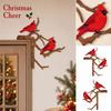 2D Flat Wooden Door Corner Hanging Decor, Set of 2 Red Bird Christmas Door Ornaments for Holiday Home Decor