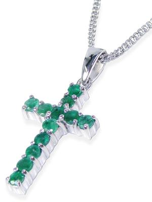 Und Me Schmuck Natürlicher Smaragd Karat Kreuz Anhänger Halskette 10053 [Du Box] 0,5 [Geburtsstein Mai]