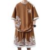 Conjunto de chándal de manga corta y pantalones cortos Liaziong con estampado holgado, perfecto para y Conjunto de hombre, Camiseta Camiseta, Ajuste, Secado rápido, Primavera, Verano, Otoño,