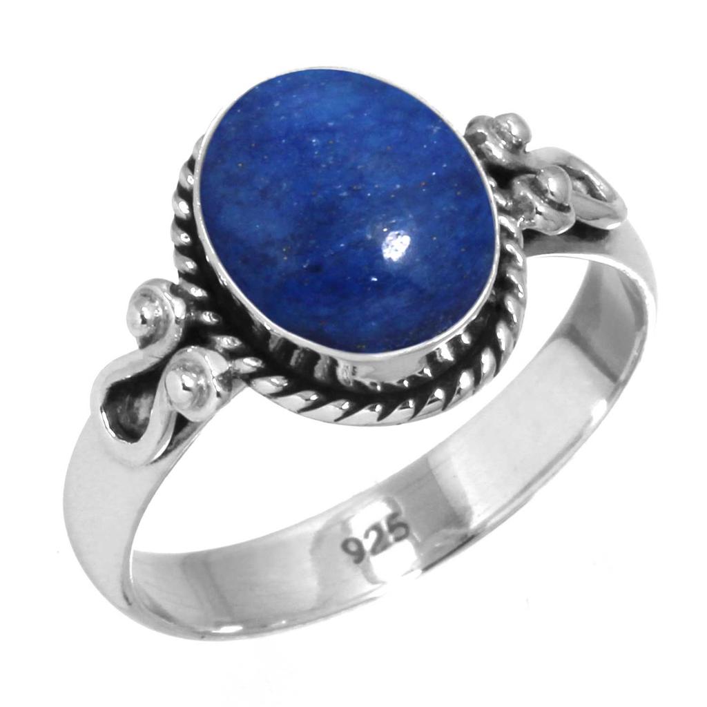 925 Sterling Silver Ring Women Gemstone Handmade Jewelry Christmas Gift Blue Green Purple Copper Turquoise Pearl Lapis Mother Of Pearl Costume