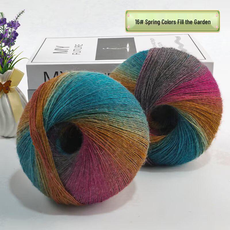 Rainbow Gradient Dyed Yarn 200g - Perfect for DIY Knitting Shawls, Scarves, Sweaters & Coats