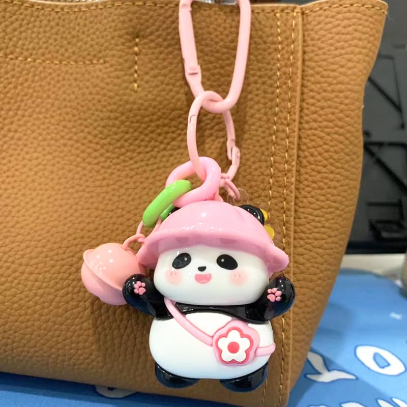 Yocipa Cute Panda Keychain, Cute Bag Charm, Panda Keychain, Character Bag Decoration, Stylish Animal PVC Keychain (Pink)