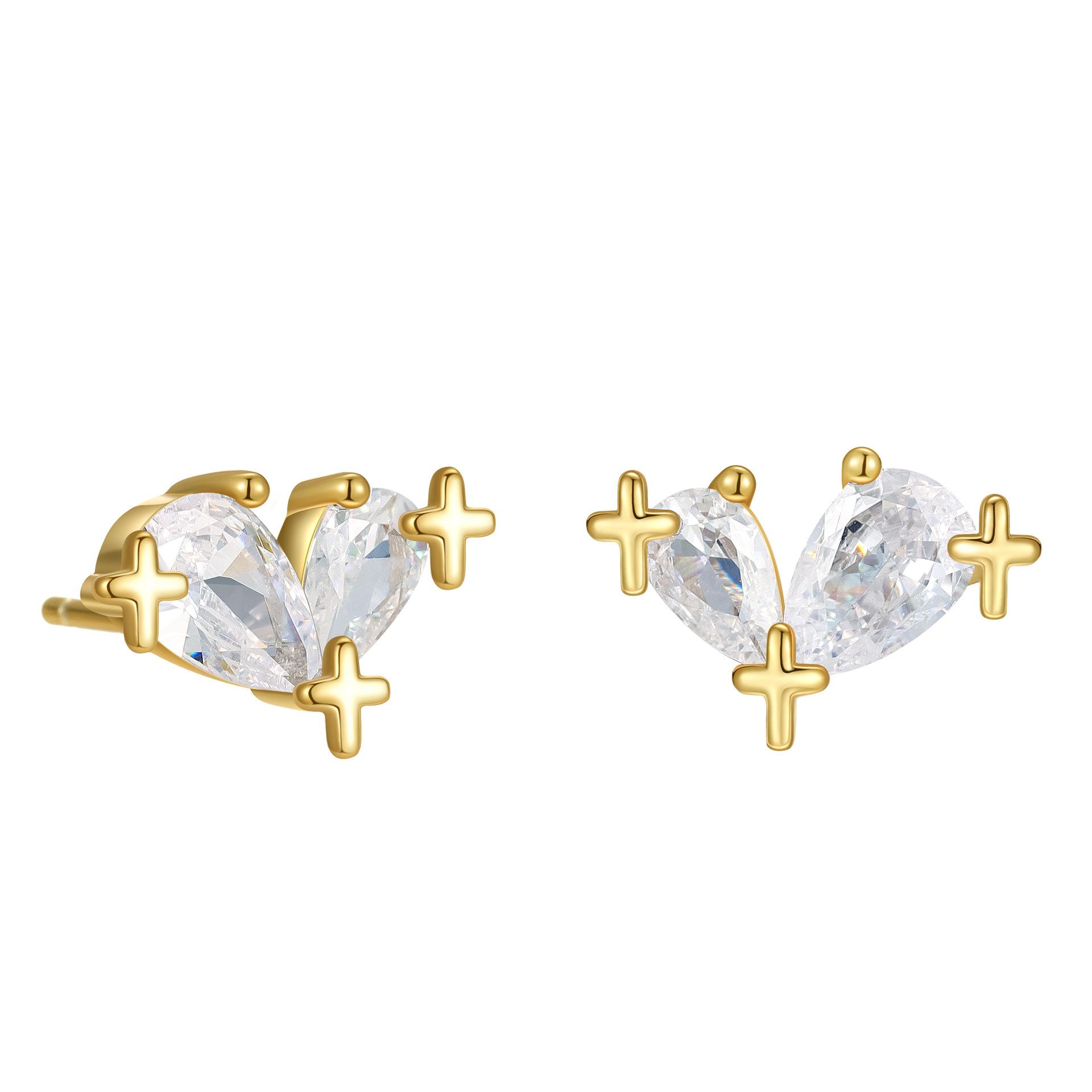 

Authentic 925 Sterling Silver Gradient Starry Stud Earrings Heart CZ Hypoallergenic Earrings for Women Fine Jewelry Gift