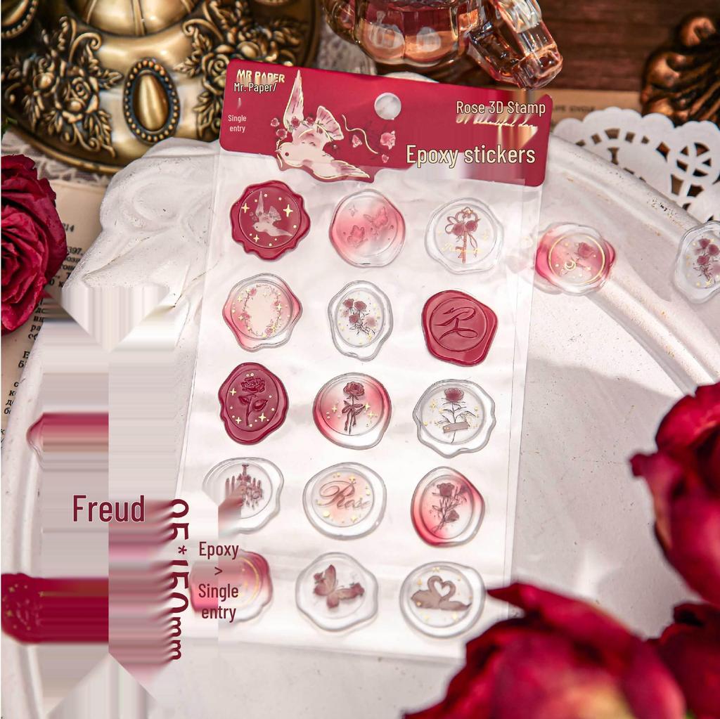 In the Name of the Rose 3D Epoxy Retro Wax Seal Bouquet Sticker