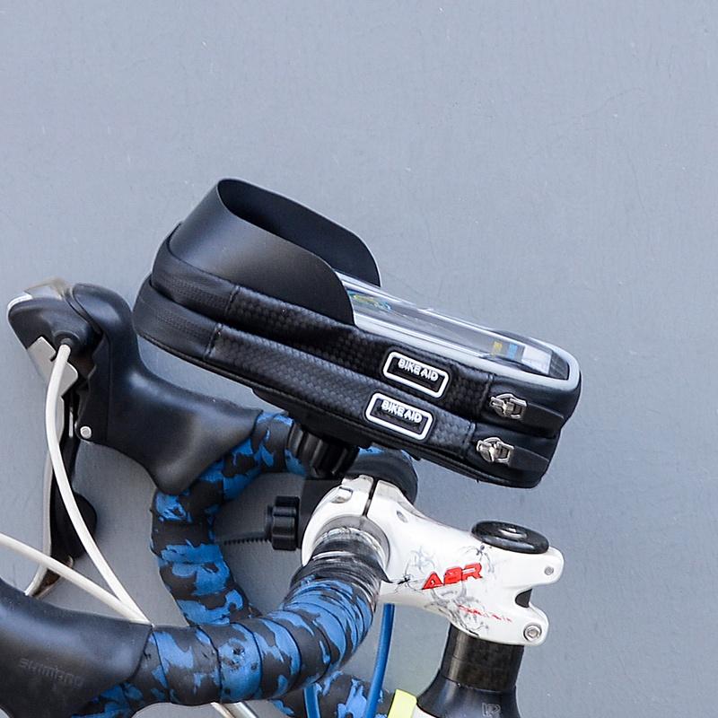 Ready To Ship 360 Degree Rotation Bike Phone Bag Cycling Waterproof Two Pockets Bicycle Bag with Zipper Phone Holder
