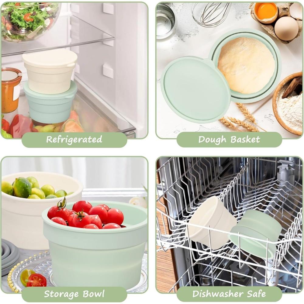 Lidded Hybrid Pizza Dough Box, Multi-Functional Foldable Non-Stick Silicone Bread/Pizza/Toast Proofing Box Kitchen Baking Tool