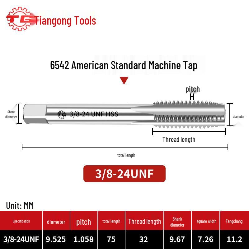 American Standard Stainless Steel Threading Taps 1/4-3/5/8 UNC/UNF