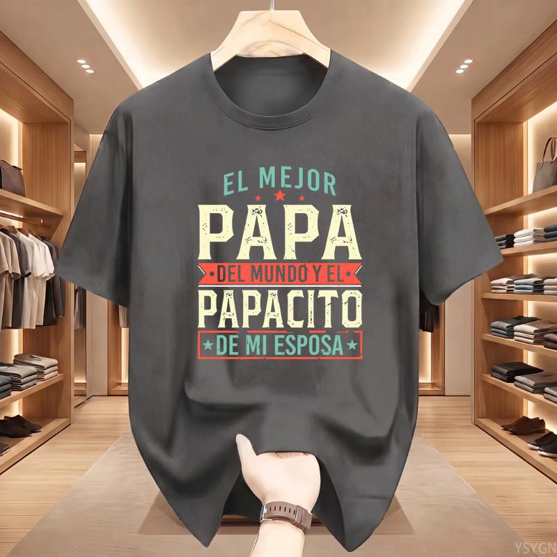 The Best Dad In the World T-shirt Gift for Dad T-Shirt Spanish Father's Day Tees Crewneck Short Sleeve Printed Tees Clothing