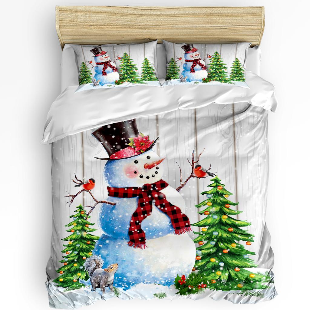 Christmas Snowman Truck Pinecone 3pcs Bedding Set For Double Bed Home Textile Duvet Cover Quilt Cover Pillowcase