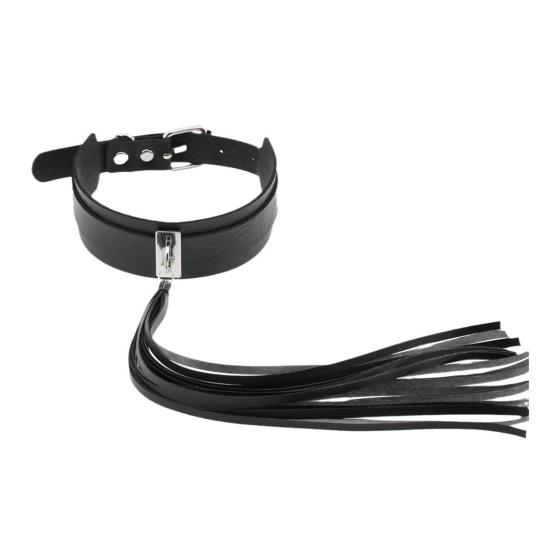 Faux Leather Choker with Tassel Leash Adjustable Handcrafted Gothic Punk Black Bondage Neck Collar Women Couple Adults Sex Toy
