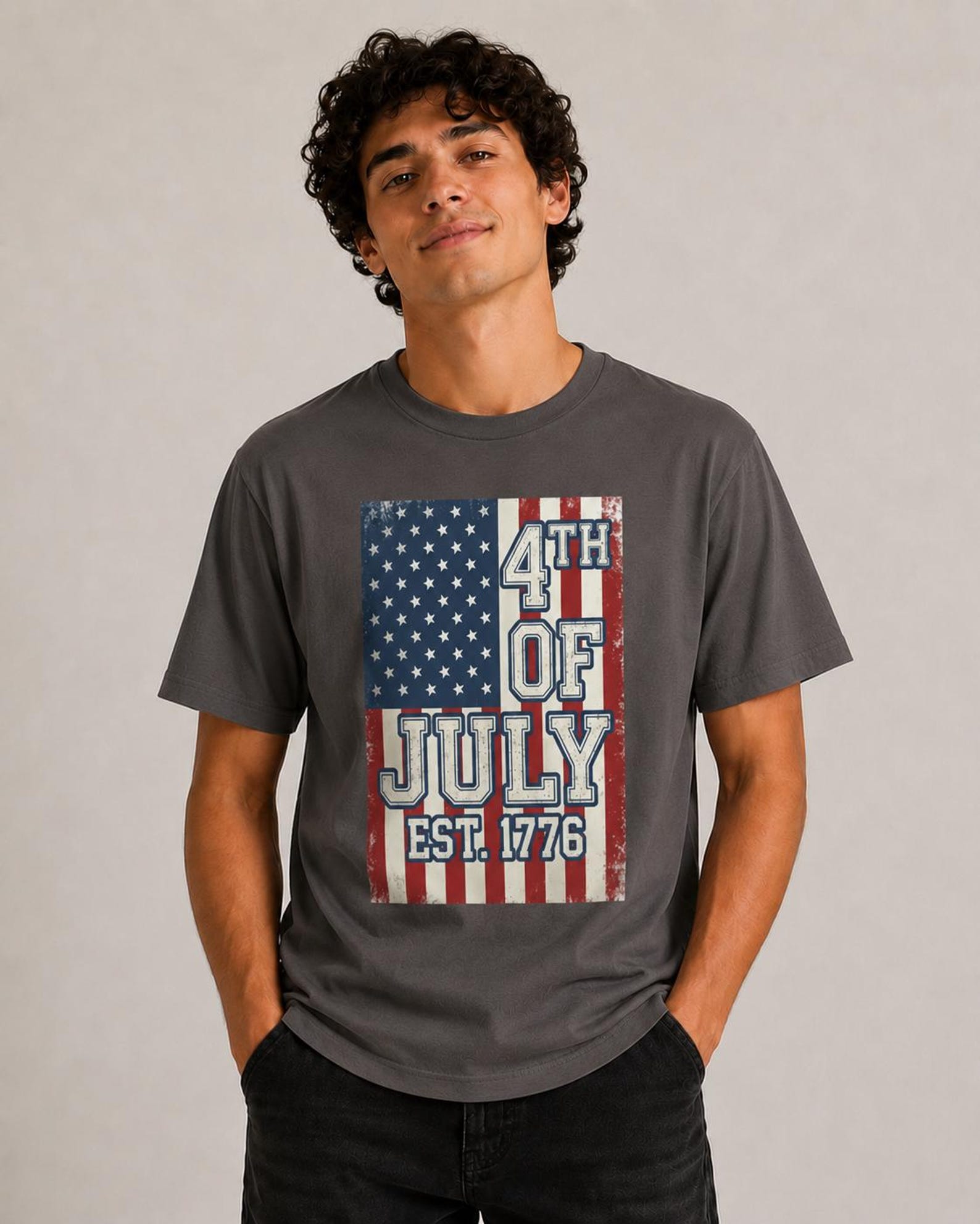 4th of July American Flag T-Shirt | Independence Day Est. 1776 4XL