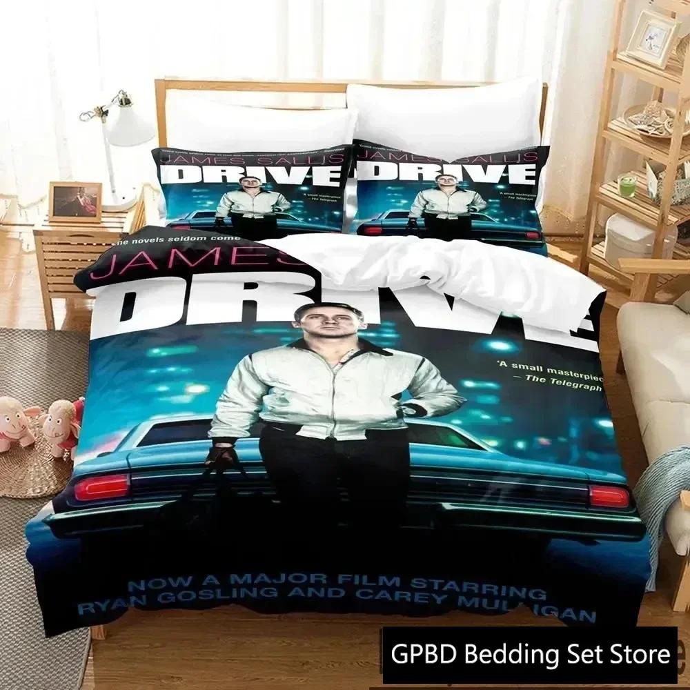 3D Print Drive Ryan Gosling Comfortable Duvet Quilt Cover Pillowcase Bedding Set Children Bedroom Decoration Home Textile
