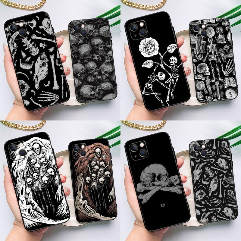 

Skeleton Bones Case For iPhone 15 14 13 12 11 Pro Max X XS Max XR 7 8 Plus SE 2020 2022 Bumper Case Cover