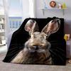 Cozy Flannel Throw Blanket with Cute Rabbit Print - Soft, Reversible, All-Season Nap Blanket for Office, Bed, Sofa, Camping