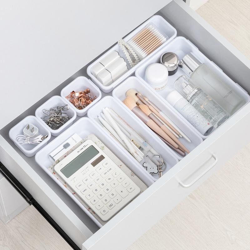 8 STÜCK Schubladen Aufbewahrungsbox Einteilungs-Aufbewahrungstablett für Make-up Schmuck Küche Badezimmer Aufbewahrungsbehälter Heim-Diverses-Organizer