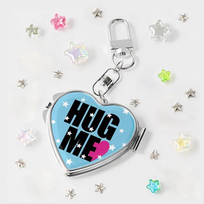 Hug Me Blue Heart Mirror Keyring