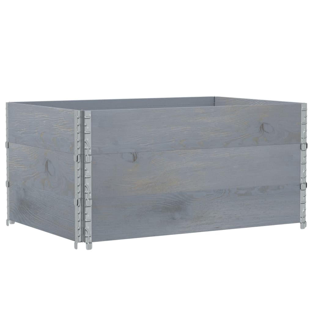 Pallet Top Frame Set 3 Pcs Grey 120x80 Cm Solid Pine Wood