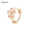 New Fashion 14K Gold Plated Brass Flower Enamel Hoop Earrings for Women Dripping Oil Huggies Earrings Girl Party Jewelry Gift