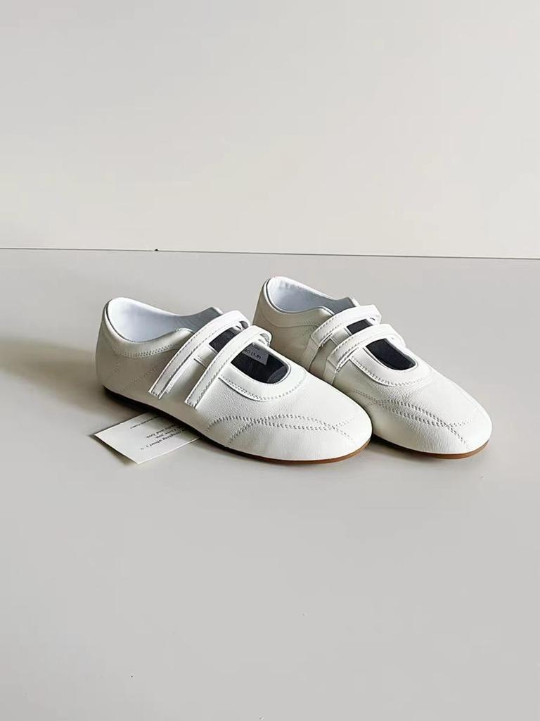 Sheepskin inner height-increasing women's shoes silver Velcro Mary Jane shoes versatile round head casual shoes women's flat ballet shoes