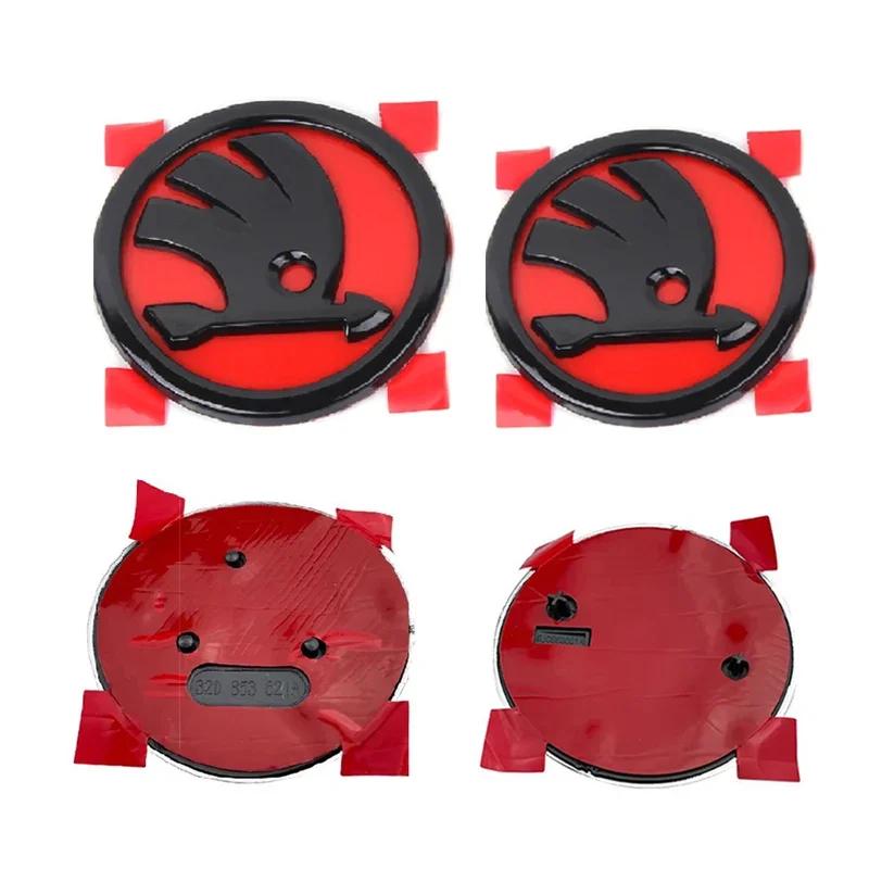 2 Adet 80mm 90mm Logo Skoda Fabia 1 2 Octavia a7 RS Superb Rapid Yeti Karoq Vision Araba Ön Arka Bagaj Kapağı Çıkartması