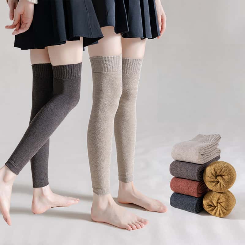 Lolita Girls Loose Leg Warmers Thigh High Black Stockings Over Knee Warm Thick Long Boot Socks for Women Autumn Winter Fashion