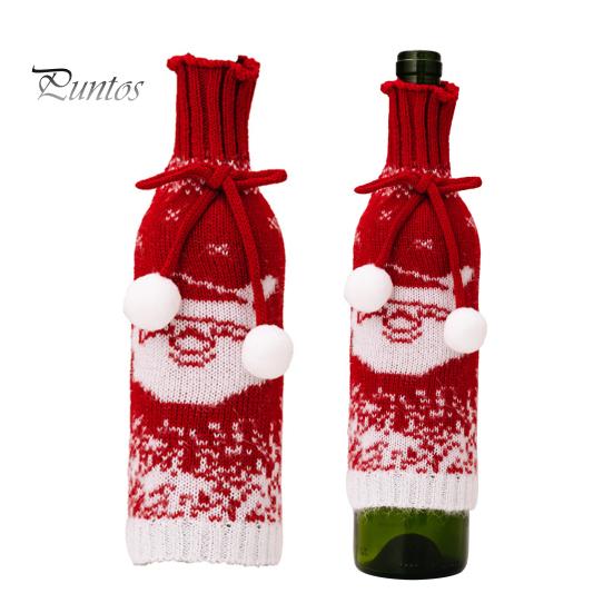 Wine Bottle Cover Soft Wear Resistant Santa Claus Snowman Christmas-themed Champagne Bottle Cover Knitted Wine Bottle Wrap