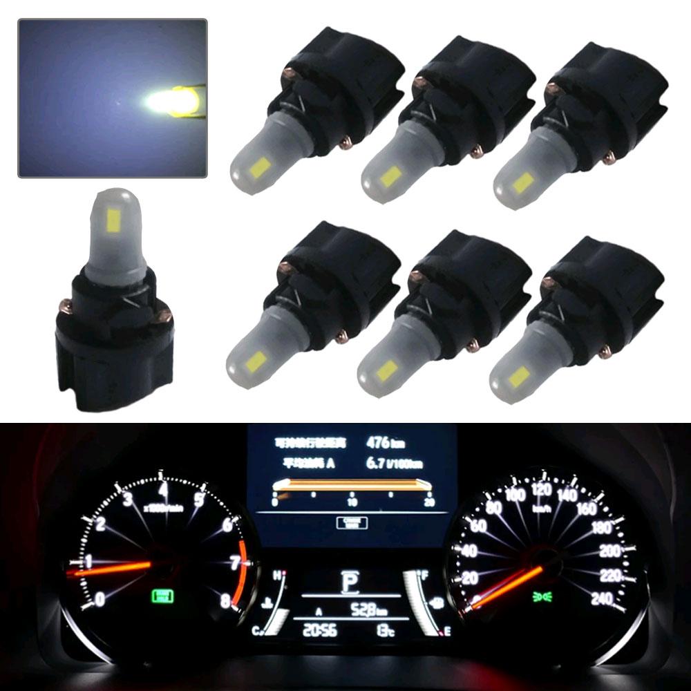 10Pcs Car LED Bulb Dashboard T5 T6.5 W1.2W Instrument Lighting12V 3000K 6000K White Red Ice Blue Auto Panel Lights Accessories