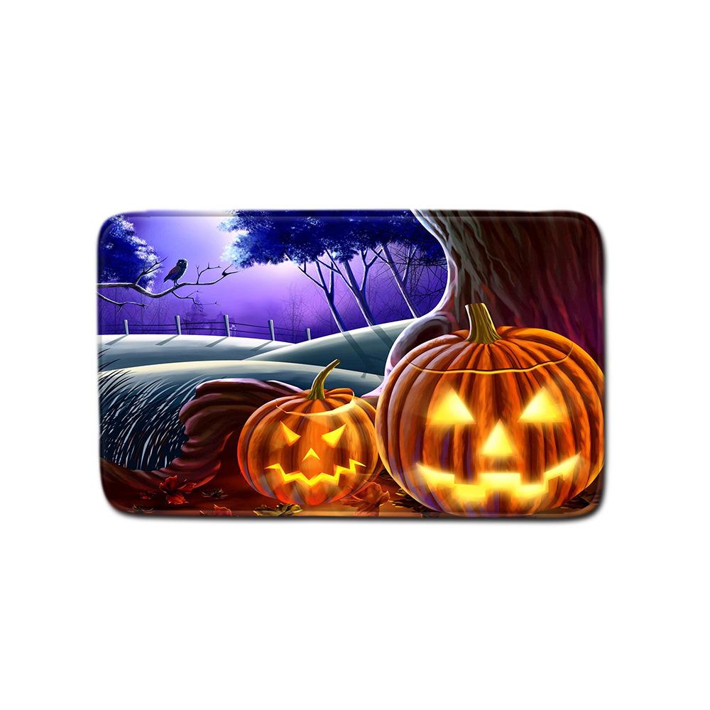 Halloween Duschvorhang Bodenmatte Kombination Vierteilige Haushalts-Fußmatte Schlafzimmer Rutschfester Teppich