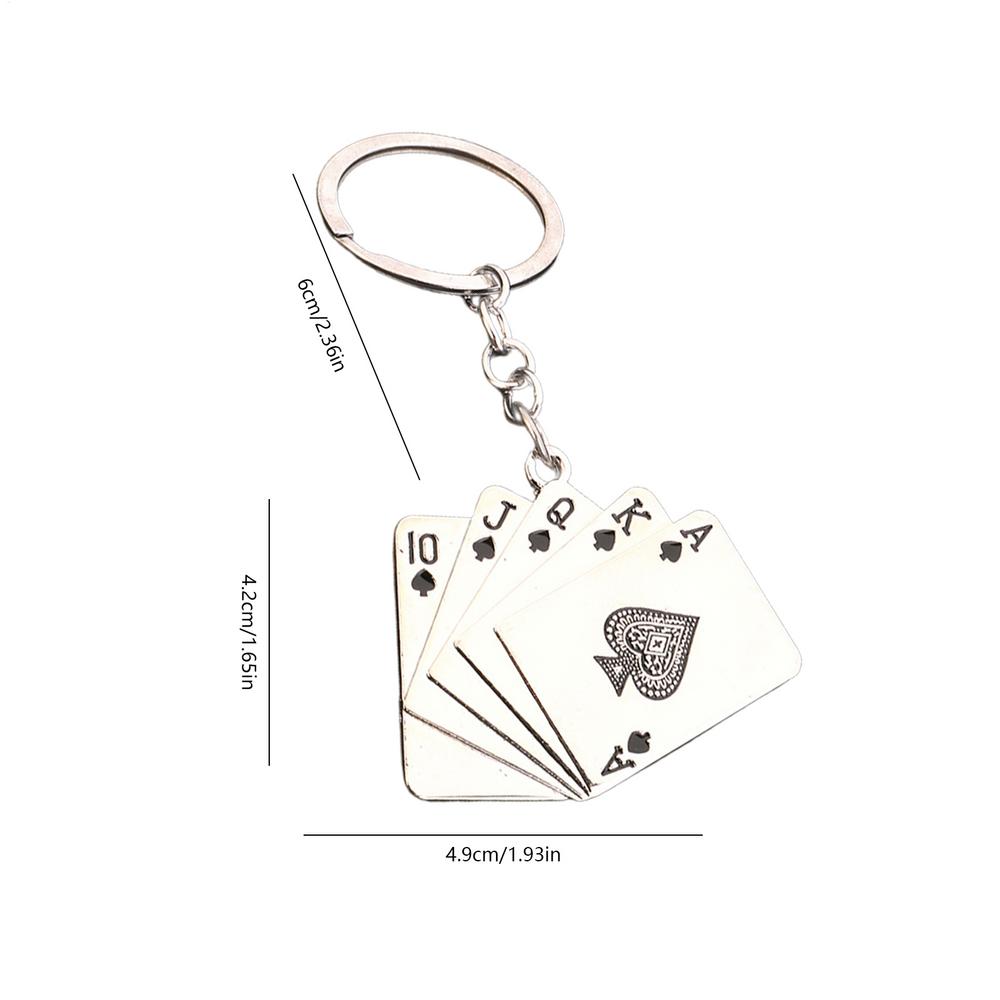 

Creative Poker Enthusiast Mini Metal Cute Keychain Playing Cards Pendant Key Ring Accessories Keyring Lover Gift чорний