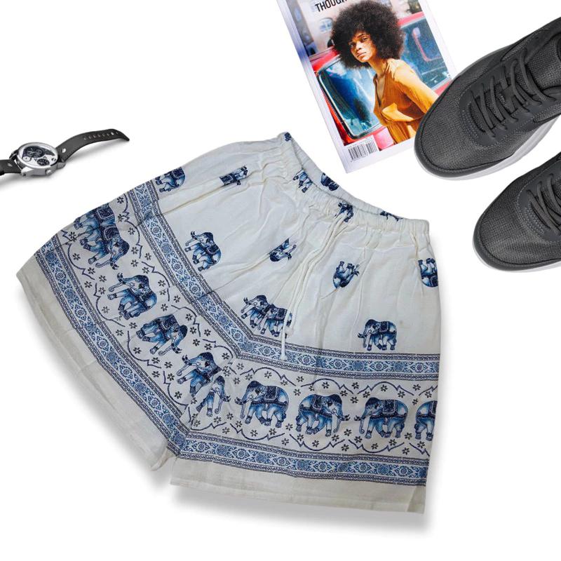 Cotton Elephant Pants Pattern Boxing Muay Thai Shorts Training Kickboxing Print Quick Dry Martial Art Boxer Unisex Men Women Fitness Sport Gym Workout