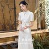 Vestido jacquard chino nuevo de estilo cheongsam mejorado con cuello mao