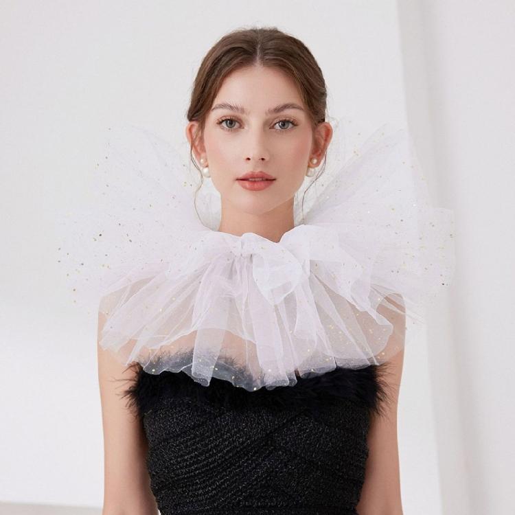 Multiuse Mesh Jabot Collar Vintage Victorian Costume Collar Cosplay Accessory Decorative Collar for Stage Performers