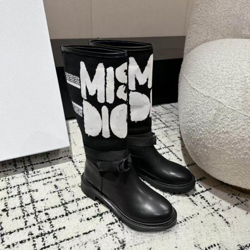 Long Boots Embroidered Leather Retro Color Matching Knight Boots Women