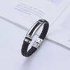 Unisex Fashion PU Leather & Polished Titanium Steel Braided Bracelet