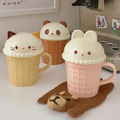 Roztomilé zvíře Kávový šálek Kawaii Cat Bunny Bear Keramický hrnek na čaj Mléko Voda Šťáva Mocha Lovers Snídaňový šálek Dárek k narozeninám 350 ml